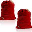2 Pieces Christmas Santa Gift Bag Red Velvet Drawstring Bag Treat Bag for Xmas Party Favor Supplies Holiday Wrapping (Solid Style, 19.7 x 27.5 Inch)