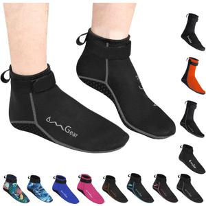 OMGear Water Socks Neoprene Socks Beach Booties 3mm 5mm Anti-Slip Wetsuit Footwear Fin Swim Sand Proof Socks (Medium, 3mm Low Cut/Grey)