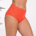 Halcurt Women's High Waisted Swim Bottoms (Available in Plus) Full Coverage Bikini Swimsuit Bottoms (Orange, M)