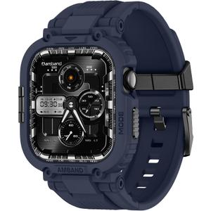 amBand for Series 11/10 Fits Apple Watch Bands Case 46mm Men, M1 Sport Durable Bumper compatible with iWatch 46 mm, Waterproof Gym Workout Accessories for Running Swimming Boating - Navy Blue