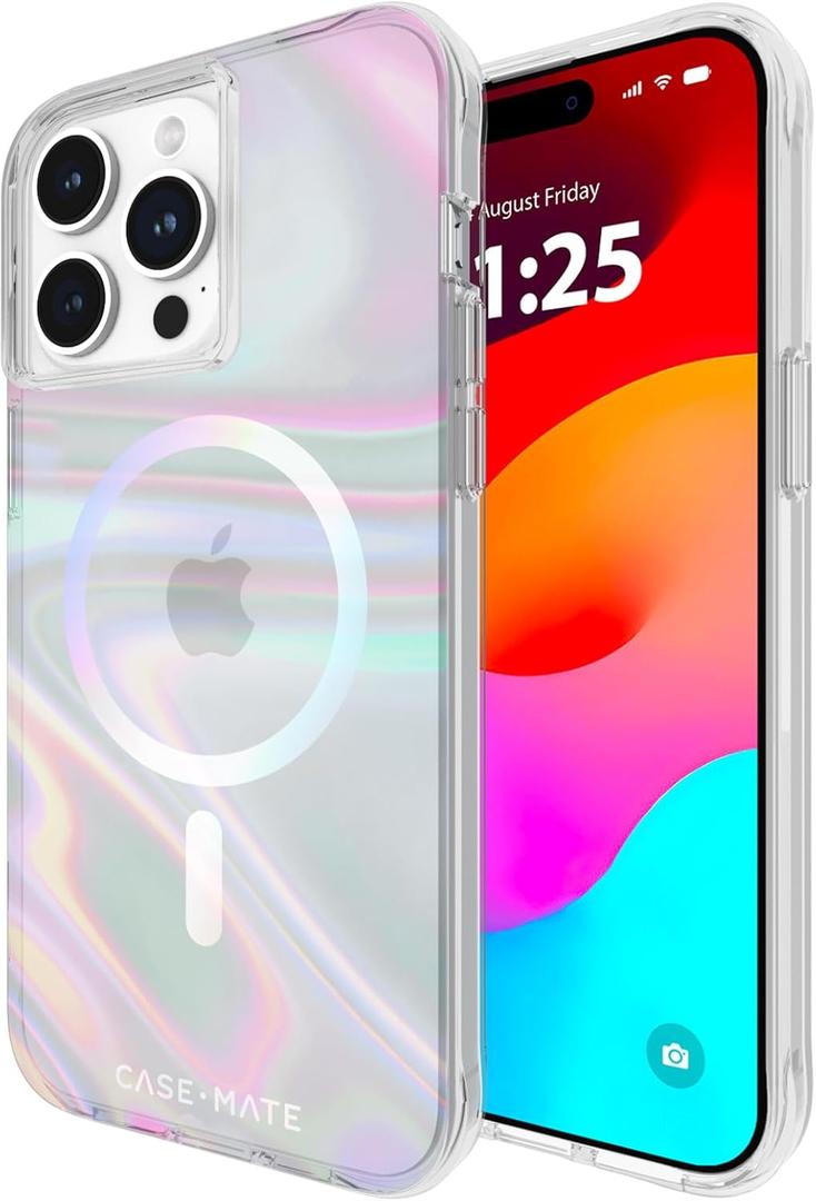 Case-Mate Soap Bubble iPhone 15 Pro Max Case for Women - Compatible with MagSafe - 12ft Drop Protection - 6.7" Magnetic Case for iPhone 15 Pro Max - Shockproof, Anti-Scratch Phone Cover - Iridescent