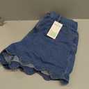 Women High Waisted Denim Shorts Elastic Back Waist Loose Fit Wave Hem Summer Casual Jean Shorts with Pockets (Blue, L)
