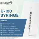 U-100,1mL (1cc) 31G, 5/16" (8mm) Syringes, Disposable, Individually Wrapped and Sterilized, Pack of 100. Smooth Plunger, Tripple Sharpened, Lubricated. In FREE 1 Gal Sharps Container