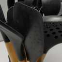 oannao Silicone Cooking Utensils Set - 446°F Heat Resistant Silicone Kitchen Utensils for Cooking,Kitchen Utensil Spatula Set w Wooden Handles, BPA FREE Gadgets for Non-Stick Cookware (Black)