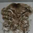 SAPPHIREWIGS Long Brown Wavy Wig for Women 13×4 Synthetic Lace Front Wigs Body Wavy Hair Grayish Brown with Blonde Tips Natural Looking Heat Resistant Fiber for Daily Party Use 26inch