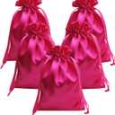 35 PCS 5" x 7" Satin Drawstring Gift Bags - Wedding Favor Bags - Jewelry Pouches - Fabric Candy Bags for Valentine's Day, Birthday (Hot Pink)