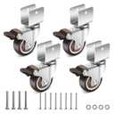 Nefish 2 Inch Caster Wheels with 3/4 (20 mm) U Bracket, Small Rubber Casters Set of 4 with Brake, 360 Degree Ball Bearing Plate Swivel Castors Wheels, Crib Caster Wheels for Dresser, Cabinet, Desk