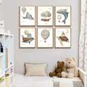 6pcs Ocean Animal Nursery Poster Wall Art Whimsical Whale Balloon Painting Picture Wall Decor Cute Animals Poster Print Artwork for Kids Bedroom Home Decoration (1216in)