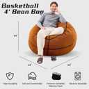 Sports Basketball Bean Bag Chair - Giant Bean Bag Chairs for Adults and Kids - Oversized Bean Bag Sofa Couch with Filler - Plush BeanBag Furniture for Living Room Bedroom Dorm Office - 44 Inch