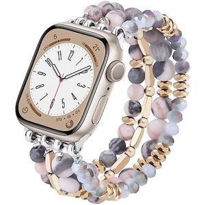 VISOOM Beaded Boho Bracelet Compatible for Apple Watch Band 40mm/38mm/41mm/42mm Series 11 10 9 8 7 SE Series 6/5/4 Women Fashion Cute Handmade Crystal Beads Stretchy Watch Strap for iWatch Bands 3/2/1