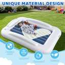 Inflatable Toddler Travel Bed - 60 Inches Portable Toddler Bed for Travel with Safety Sides - Cozy Kids Air Mattress Set with Built-in Electric Pump & Carry Case- Easy to Inflate - Sea Blue