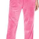 MAGCOMSEN Women's Velour Pants Soft Velvet Straight Leg Sweatpants Elastic Waist Warm Lounge Pant with Pockets (Pink, M)