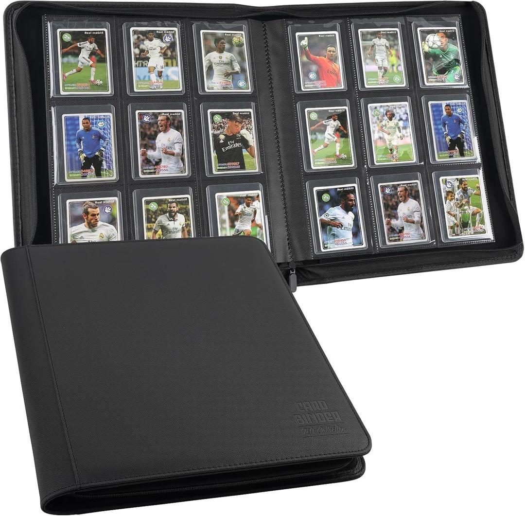 Toploader Binder, 9-Pocket Pages Sleeves Hold up 288 Cards, Toploader Hard Cases,Toploader Card Binder for MTG, TCG, Sport Card, Game Cards, Durable Sleeves for Storage & Display(Black)