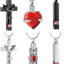 Minicremation 5Pcs Urn Necklace for Ashes for Women Heart Cross Cylinder Cremation Jewelry for ashes of Loved Ones Memorial Keepsake Pendant