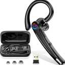 Bluetooth Headset V5.4, 115H Playtime Wireless Bluetooth Earpiece with Dual Mic Noise Cancelling Computer Headset Hand Free Headphones for Trucker, Driver, Office, Home, Work, Business (Black)