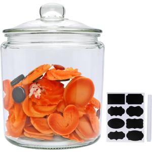 1 Gallon Glass Canister, Cookie Jar & Candy Jar with Airtight Lid, Large Food Storage Container for Buffet, Coffee & Flour, Laundry Room Storage & Pantry