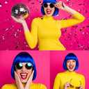 Blue Wig and Party Sunglasses, Color Bob Wig, Cosplay Wigs and Party Wigs, Rainbow Wig with Neon Glasses Blue Wig for Women - Bachelorette Party Wigs Decorations Favors (Blue)