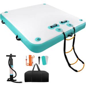 5ft/6ft/8ft/10ft Floating Dock Water Platform, Multi-People Inflatable Floating Mat, Dock Platform for Lake/Boats/Island/Swimming Pool, 6ft x 5.25ft x 0.5ft