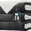 LaffyLo Electric Heated Blanket Full Size 72 x 84, Fast Heating Blanket, Dual-Sided Flannel Sherpa, 10 Heat Settings, 1-12 Hour Auto Off, Machine Washable, Dark Grey