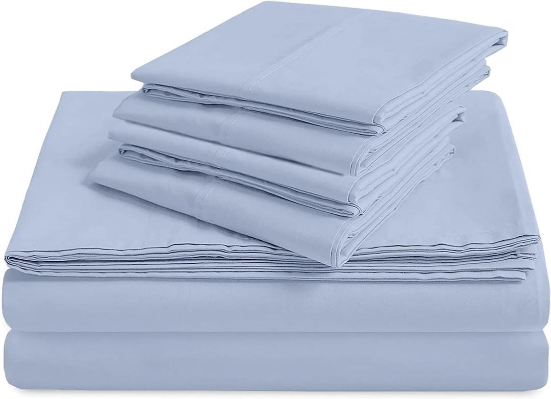 Sheet Set, 100% Extra Long Staple Giza Cotton Sateen Weave,King Size,Light Blue