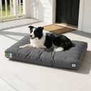 Sytopia 36 Inch Canvas Outdoor Dog Bed for Large Dogs, Durable Dog Bed with Waterproof Machine Washable Removable Cover, Indoor Patio Pet Pad for Crate, Dark Grey