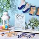 Hoteam 21 Pcs Baby Shower Games Include Baby Sock Hunt Sign and 20 Pair Small Cotton Socks Wooden Table Sign with Holder for Gender Reveal Party Favors(Lovely Style)