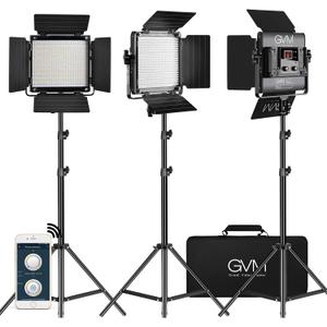 GVM 3 Pack LED Video Lighting Kits with APP Control, Bi-Color Variable 2300K~6800K with Digital Display Brightness of 10~100% for Video Photography, CRI97+ TLCI97 Led Video Light Panel +Barndoor