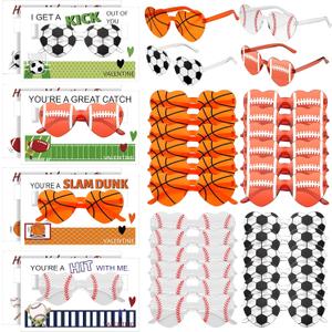 24 Pack Classroom Valentine Sports Gifts Football Valentine Glasses Balls Gifts with Cards Sports Themed Party Favor Study Room Exchange Gift Birthday Stuffers for Team