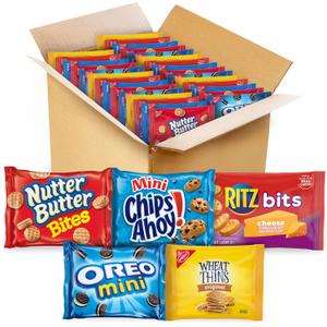 OREO Mini Cookies, Mini CHIPS AHOY! Cookies, RITZ Bits Cheese Crackers, Nutter Butter Bites & Wheat Thins Crackers, Nabisco Cookie & Cracker Variety Pack, 50 Snack Packs BB 10/5/25