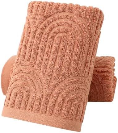 Pidada Hand Towels Set of 2 Striped Pattern 100% Cotton Absorbent Soft Decorative Towel for Bathroom (Burnt Orange)