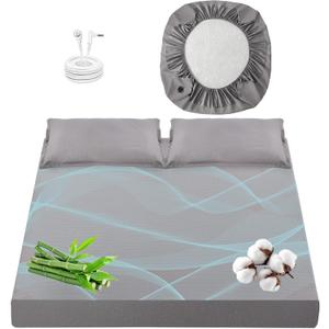 Queen Size Grounding Sheet, Earthing Fitted Bed Sheet with 50% Bamboo Viscose, 45% Organic Cotton, 5% Silver Fiber for Deep Sleep & Anxiety Relief, 15" Deep Pocket, 60x80 Inches (Gray)