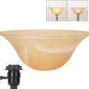 Glass Lamp Shade Replacement for Torchiere Floor LampsLamp Shade for Floor Lamp with Base E26 Socket, Standing Lamp Replacement Shade, Alabaster Glass Bowl Shade,E26 Socket Not Included (Amber)
