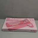 Wireless Keyboard and Mouse Combo, Typewriter Keyboard with Detachable Wrist Rest, Full-Size Retro Round Keycaps, Smart-Sleep, 2.4GHz Stable Connection for Mac/Windows/PC, Trueque(Blush Pink)