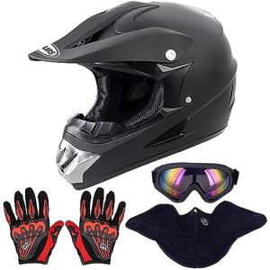 OUMURS Adult Motocross Dirt Bike Helmet with Goggle, Gloves & Mask - DOT/FMVSS-218 Off-Road Motorcycle & ATV Helmet with Adjustable Sun Visor