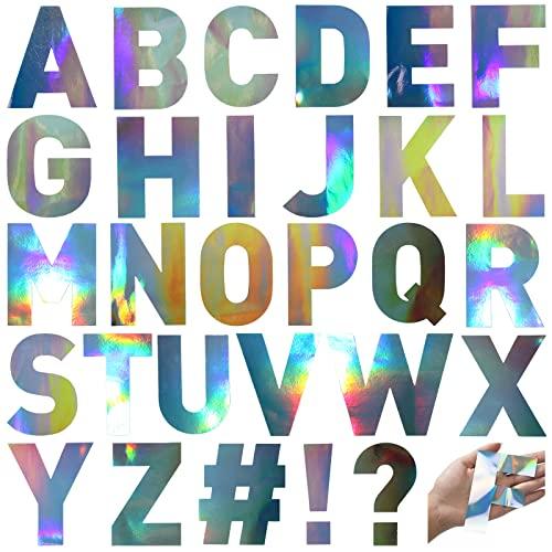 Panelee 145 Pieces 20 Sheets Large Letter Stickers 4 Inch Big Font Alphabet Letter Stickers Self Adhesive for Classroom Window Door Home Decor Mailbox Sign(Laser Color)