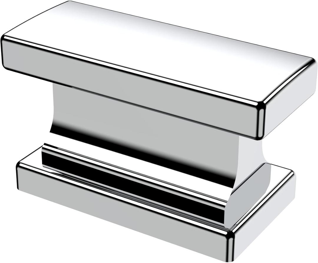 Alzassbg 10 Pack Polished Chrome Cabinet Knobs, 1.46 Inch(37mm) Rectangle Kitchen Hardware Knobs for Cabinets and Drawers AL6061CP