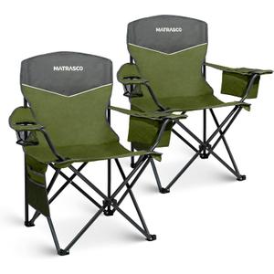 Outdoor Folding Camping Chairs 2 Pack, 350 lbs Capacity, Green