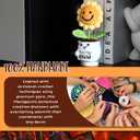 Sea Team Handmade Positive Sunflower Crochet Doll with Emotional Support Card, Knitted Artificial Flower, Christmas Decoration, Thank You Gift for Coworker, Friend, Bestie, Teacher (Small)