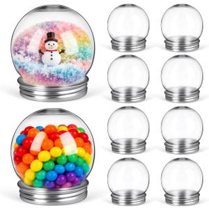 DOITOOL 12 Pack Plastic Snow Globe 2.55 Inch Fillable Snowglobes with Screw off Cap, Clear Empty Snow Globes Jars Ornaments for DIY Crafts, Christmas Party Decoration, 150ml