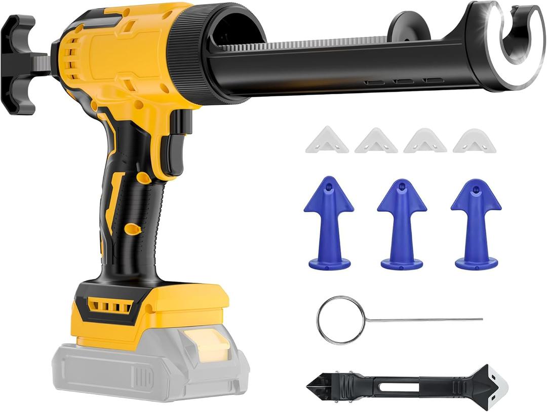 Cordless Caulking Compatible With DeWalt 20V Max Battery(NO Battery) Electric Caulking 10 Oz with Anti-Drip, Auto Retract, LED Light,6 Speed for Filling, Sealing, Repair