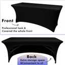Nasitos 6 Pack Spandex Table Covers 4ft-Open Back Table Cloth, Stretch Fabric Spandex Trade Show Table Covers for 4 Foot Tables Washable, Wrinkle Resistant Table Protector for Craft Show, Party (Black)