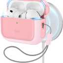 ESR for AirPods Pro 3 Case, Compatible with AirPods Pro 3rd Generation Case (2025), Compatible with MagSafe, Full Drop Protection Cover with Lanyard, Pink