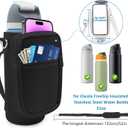 for Owala FreeSip Insulated Stainless Steel Water Bottle Cup Holder Cover Carrier Sling Bag with Strap, Pouch Pocket for Phone/Accessories, add Handle for Owala 32oz (Black, M)