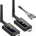 KCEVE Wireless HDMI Transmitter and Receiver 200M/660FT, 5G / 4K Decoding Wireless HDMI Extender Kit with KVM Function USB Mouse/Keyboard Port and 2 Antenna for Streaming Video, Plug and Play