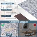 Area Floor Mat for Under Dining Table, 4'x6' Waterproof Vintage Print PVC Floor Rug for Bedroom Kitchen, Stain Resistant Non-Slip Rug for Living Room, Easy Clean Desk Chair Mat for Home Office Decor