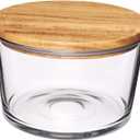 Anchor Hocking Glass Trifle Bowl with Lid, 104 oz Glass Salad Bowl with Acacia Wood Lid