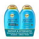 OGX Renewing Argan Oil of Morocco Sulfate Free Shampoo and Conditioner Set, Repairing for Dry, Damaged Hair, Frizz Control, Subtle Citrus Woody Scent, Lipi Pro Shield Technology, 13 fl oz, 2 Pack