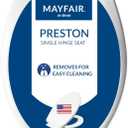 Mayfair Preston Easy to Clean Single Hinge Toilet Seat, Modern Slow Close Plastic Toilet Seat, Made in USA, Elongated, White