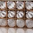 12 PCS Clear and White Christmas Ball Ornaments, 80mm/3.15 Inches Rustic Farmhouse Christmas Decorations, Large Shatterproof Luxury Hand-Painted Xmas Ornaments for Christmas Tree, Wedding