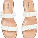 Veittes Women's Flat Slide Sandals-Casual Ladies Flat Summer Sandals. (10, White)